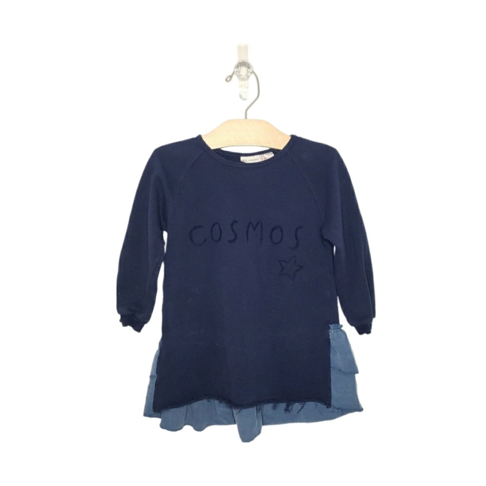Zara 2-3Y Toddler Girl Cosmos Navy and Blue Ruffled Sweatshirt Dress - Picture 8 of 8
